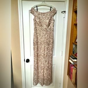 Mother of the Bride Dress. Vince Camuto size 10 rose gold off the shoulder.